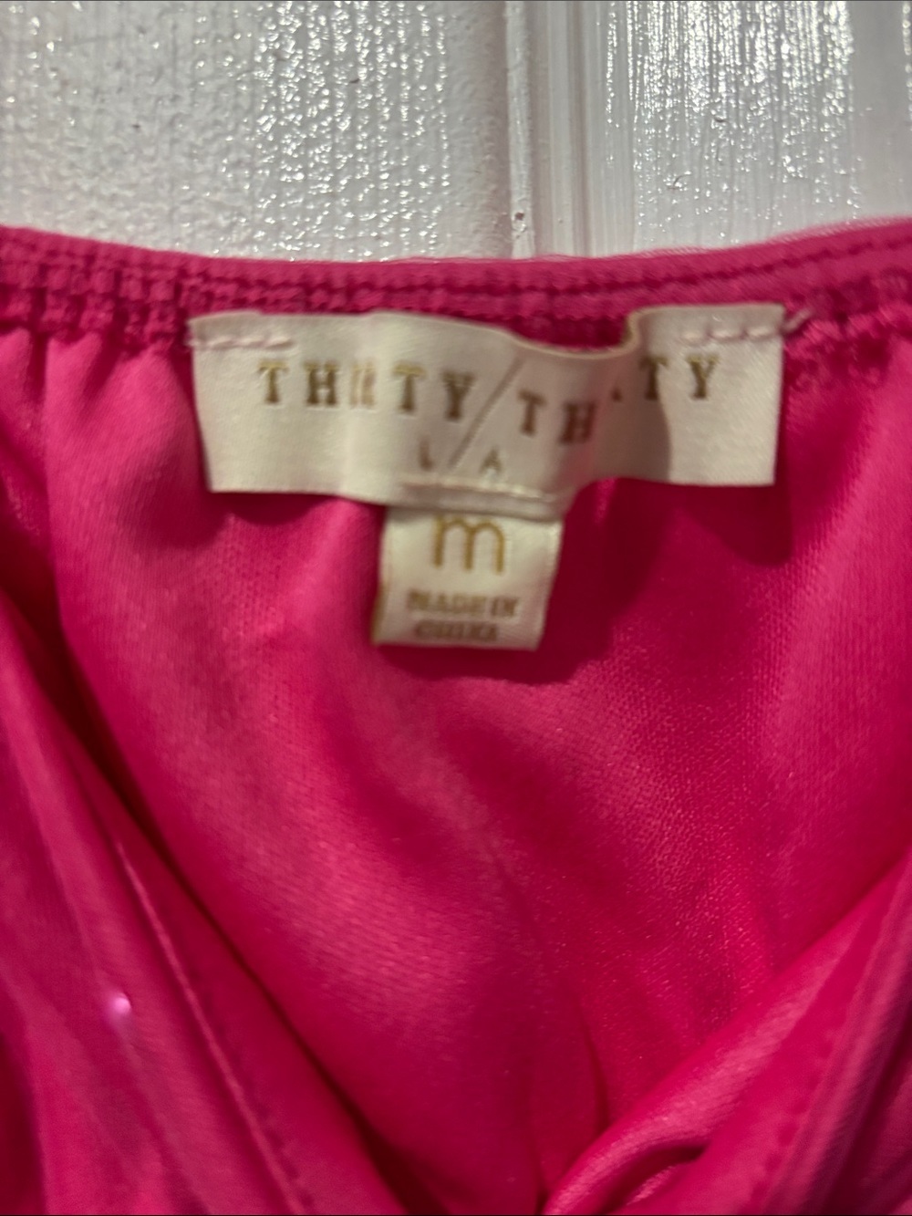 Hot Pink Tulle Party Dress with Pearl Dot Accents - Picture 5 of 6